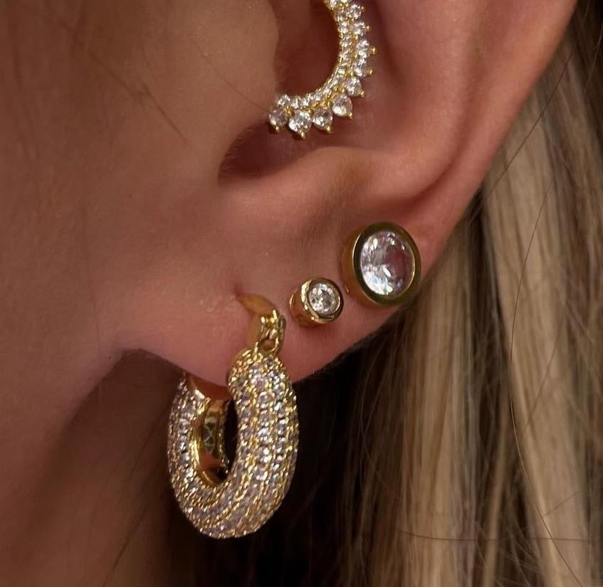 Orecchini Cerchietti doppi brillantinati