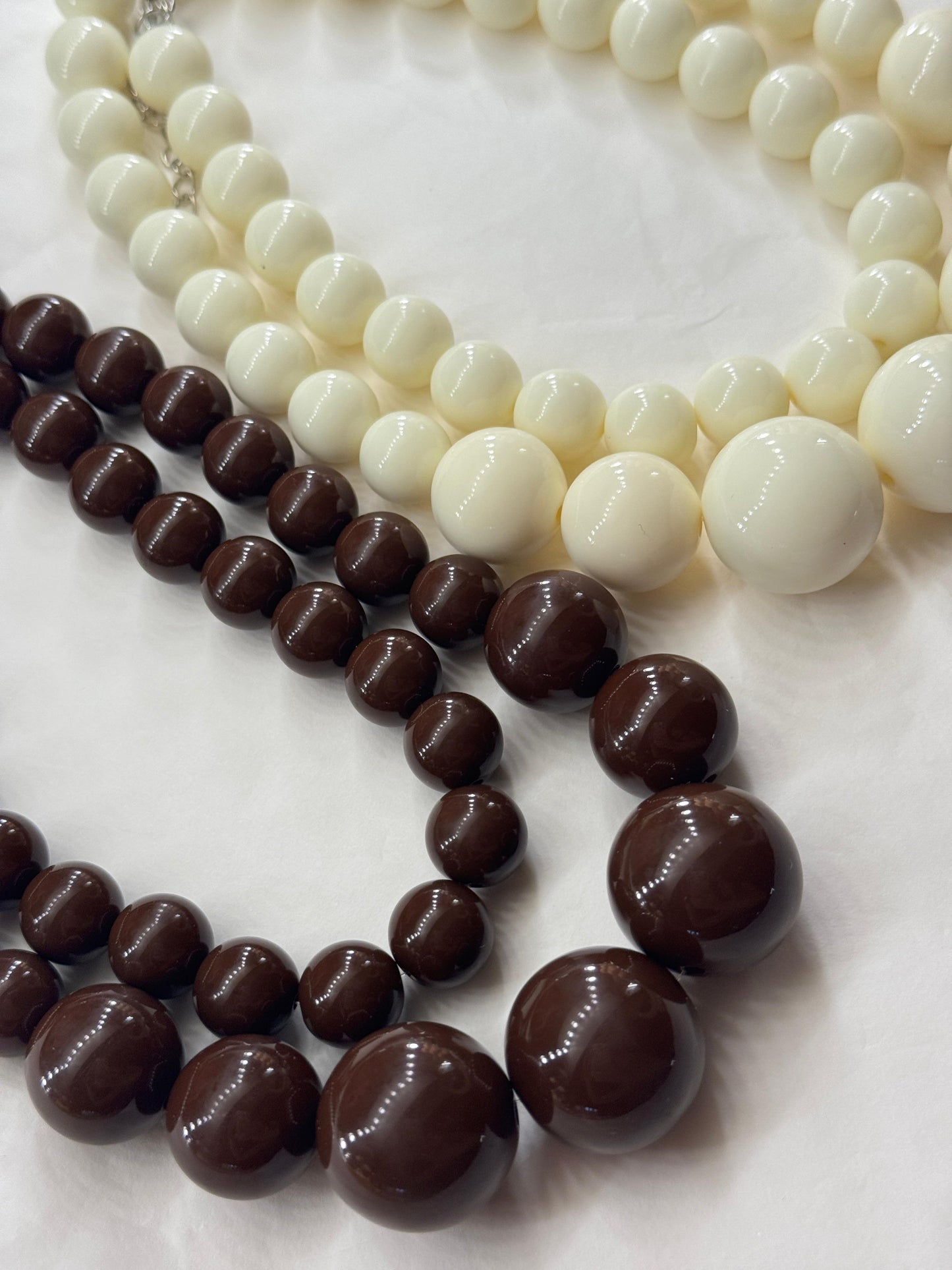 Collana Doppie Perle marrone cioccolato