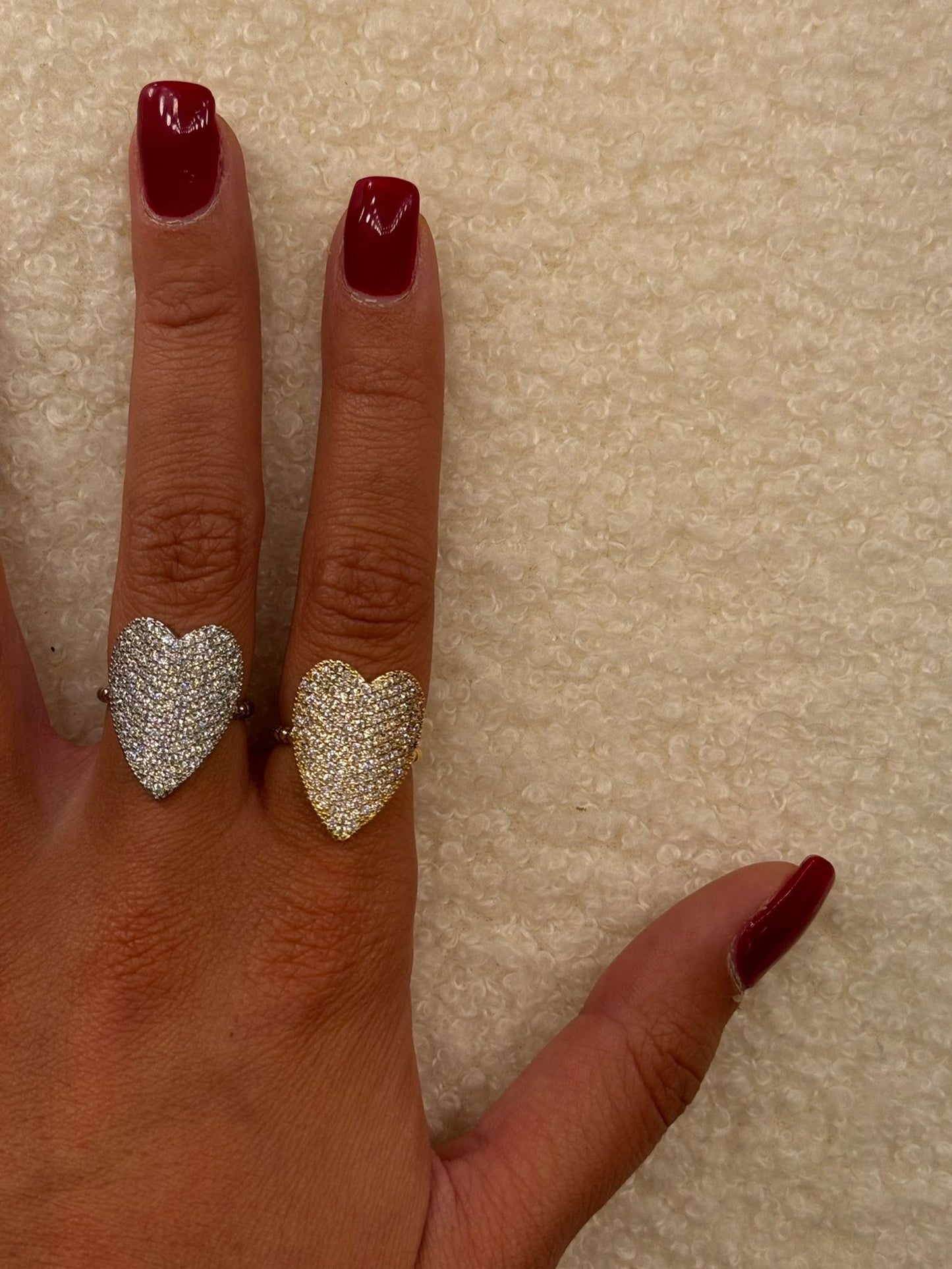 Anello cuore pieno brillantini