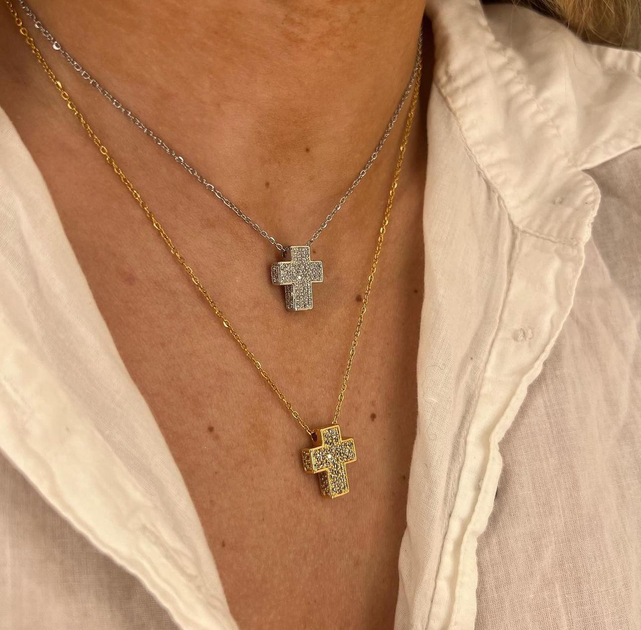 Collana mini crocette doppie