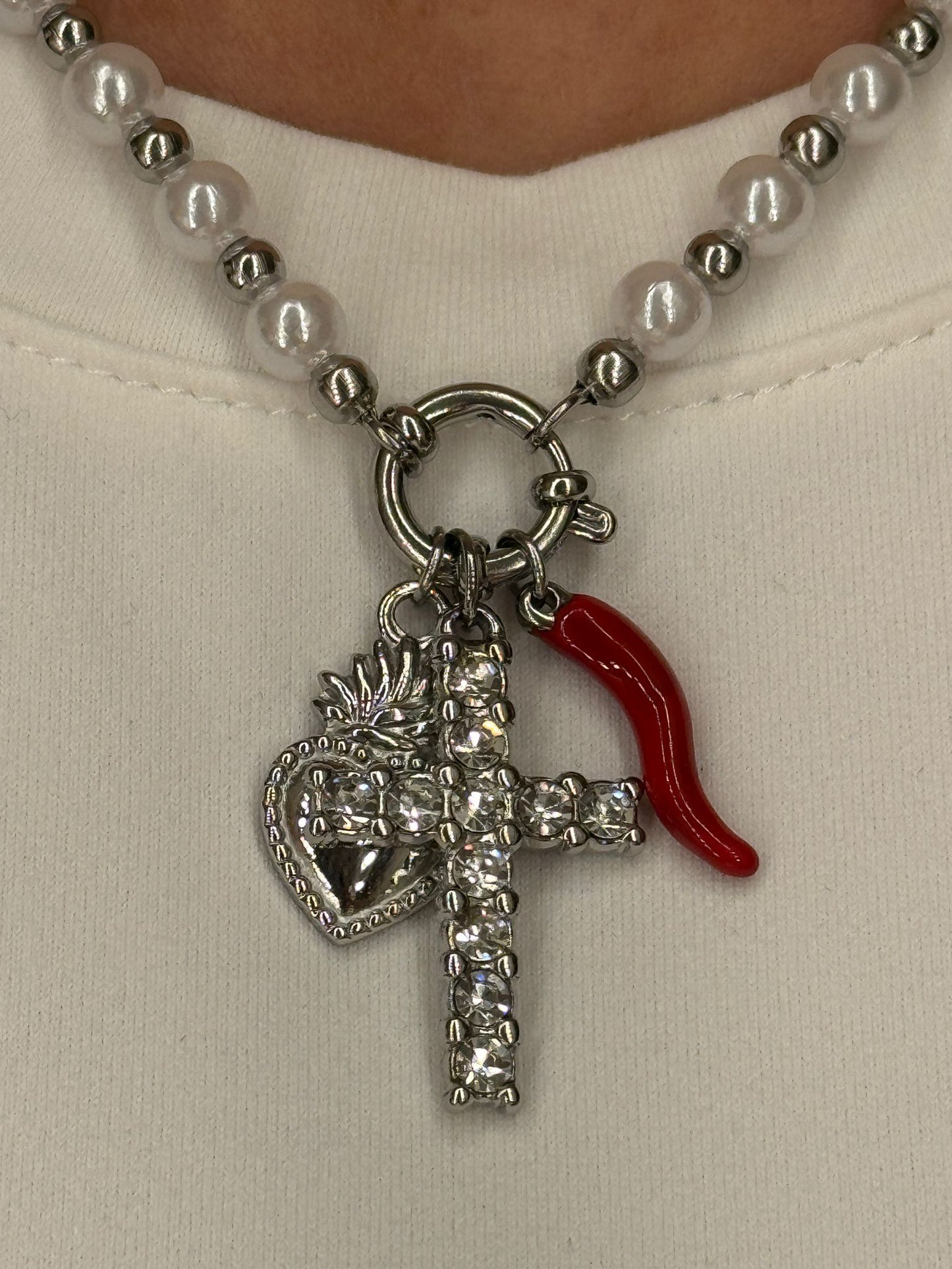 Collana Perle Croce porta fortuna