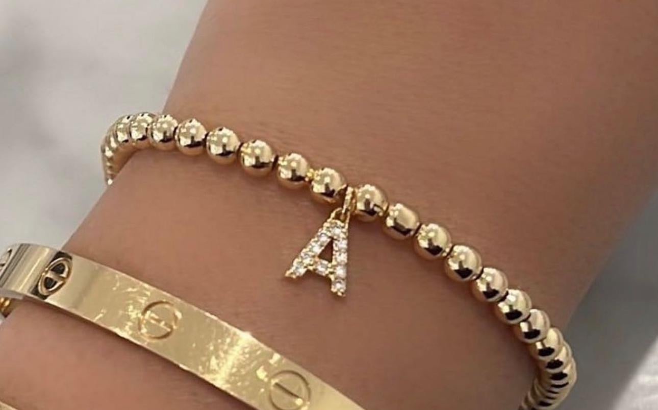 Bracciale praline con micro lettera