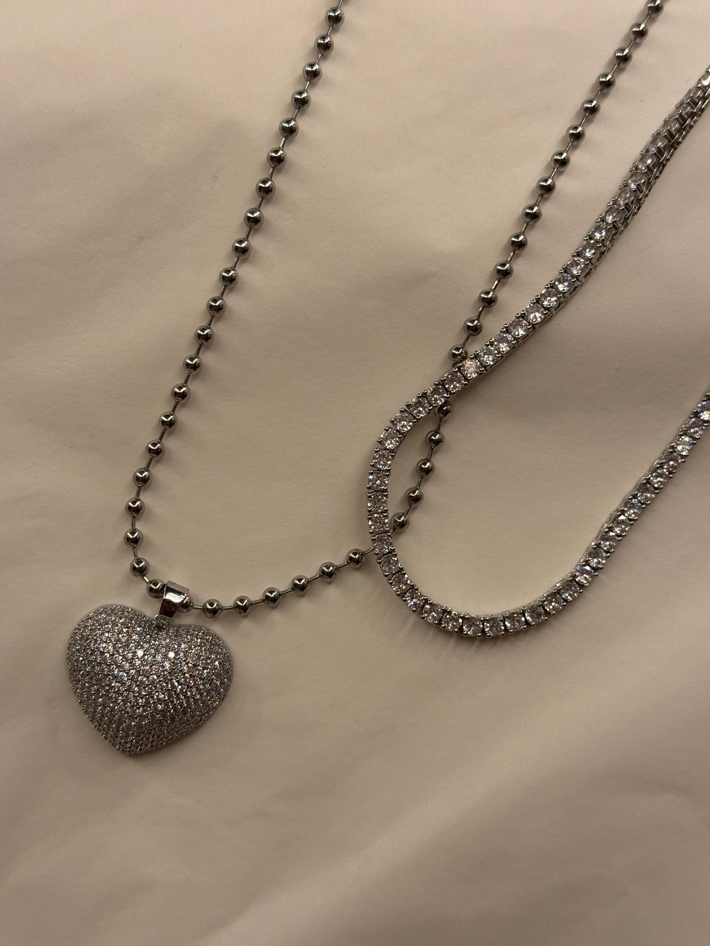 Collana cuore full pavè