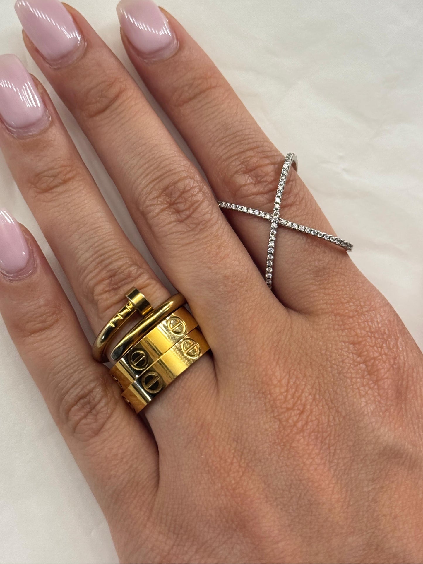 Anello X longuette in Argento 925