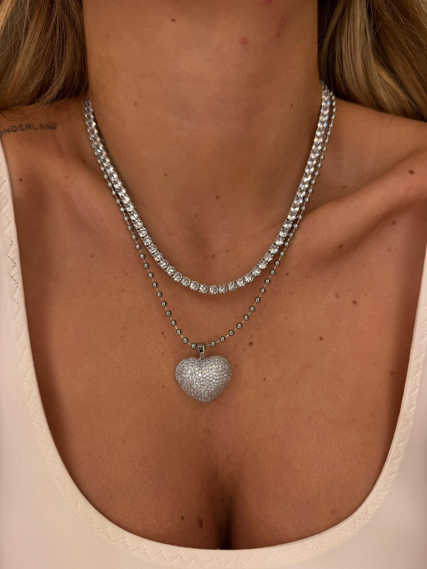 Collana cuore full pavè