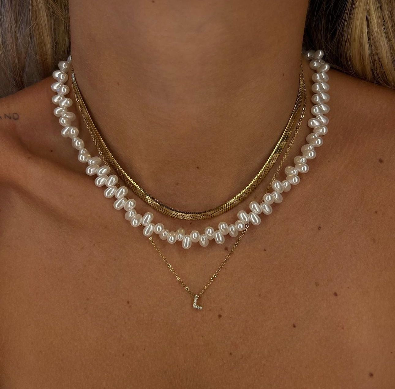 Collana perline ovali