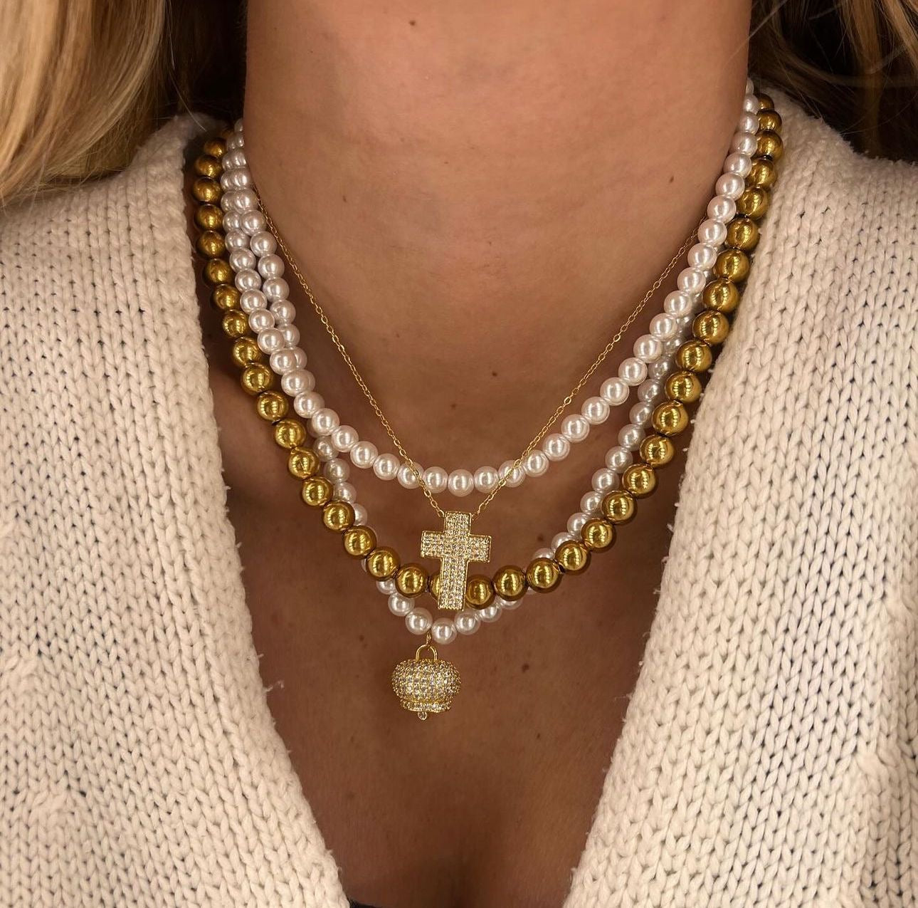 Collana praline oro