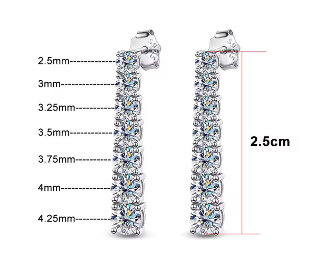 Orecchini Pendenti in Moissanite a scalare