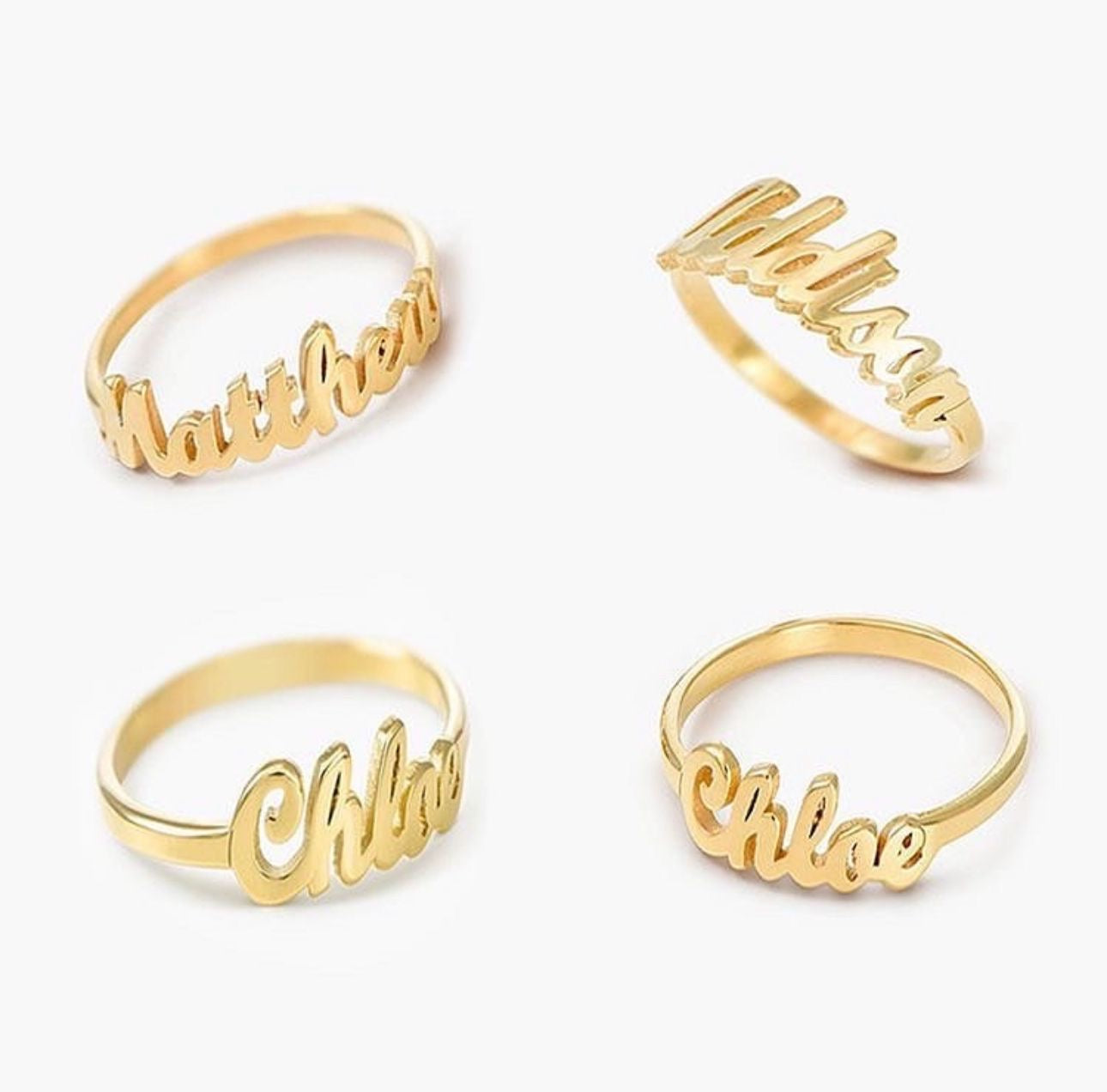 Anello regolabile con nome in corsivo