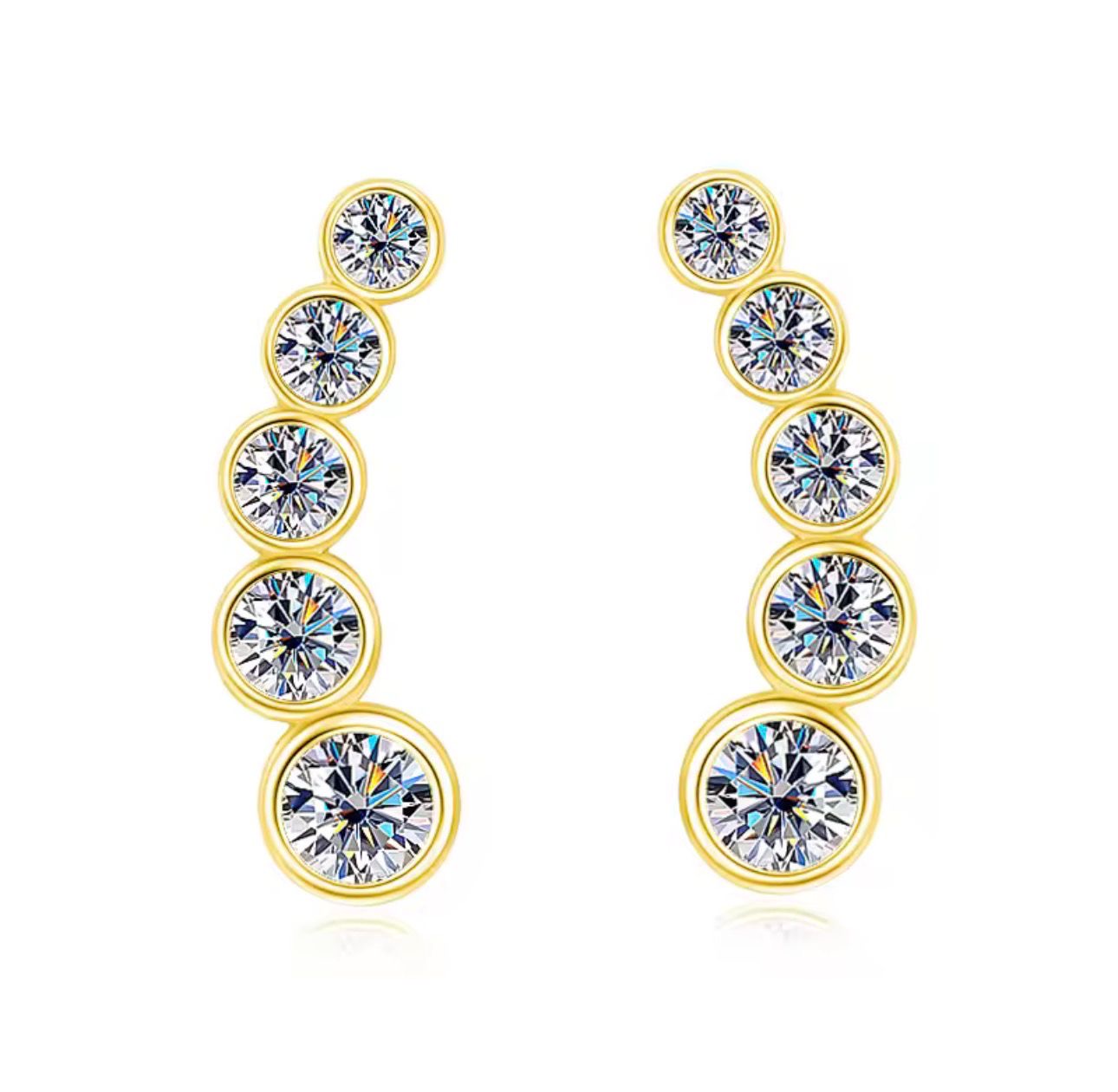 Orecchini scia round in Moissanite