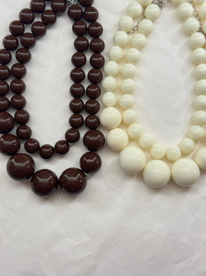 Collana Doppie Perle marrone cioccolato