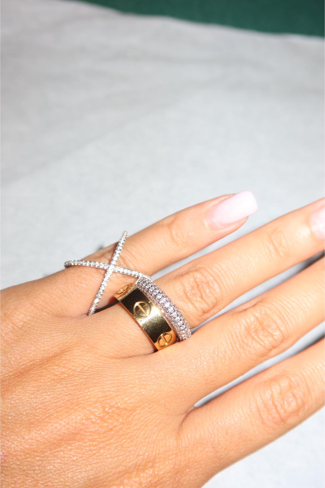 Anello X longuette in Argento 925