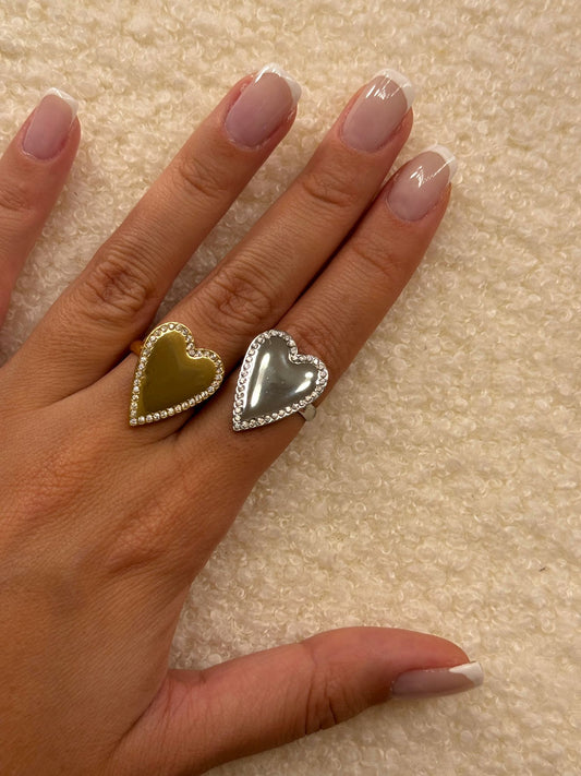 Anello cuore specchiato