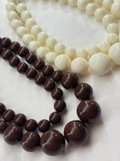 Collana Doppie Perle marrone cioccolato