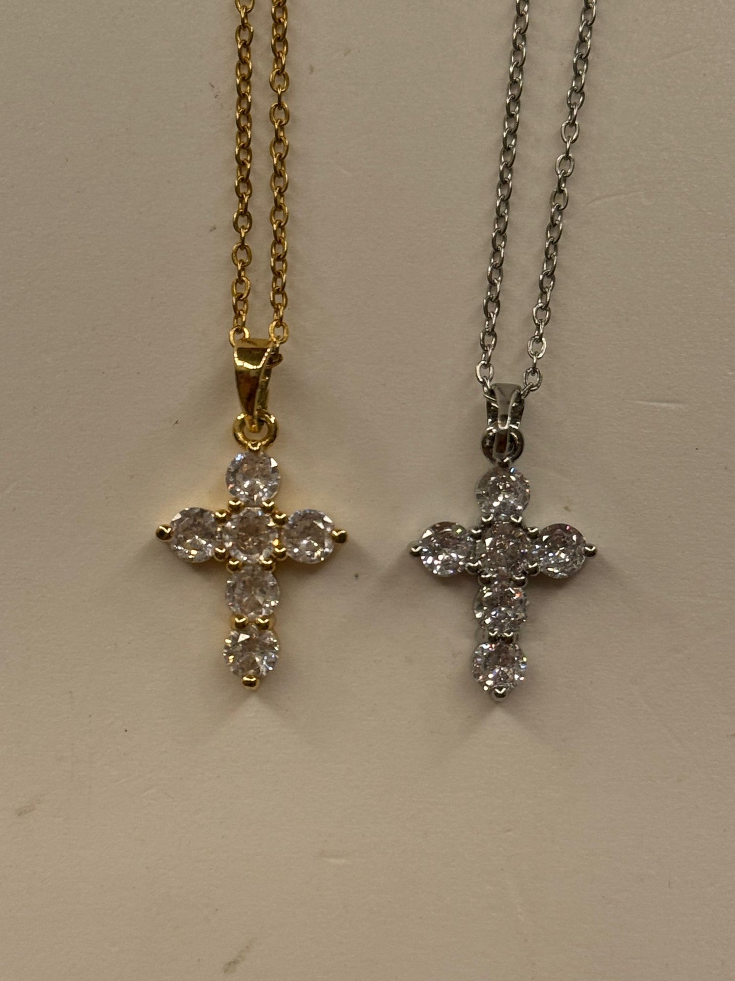 Collana croce zirconi tondi