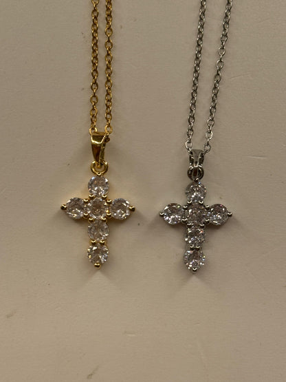 Collana croce zirconi tondi
