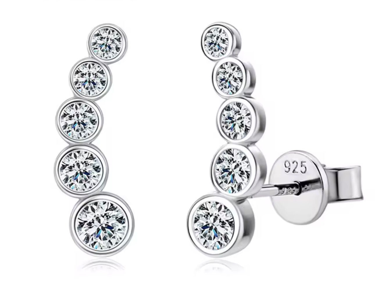 Orecchini scia round in Moissanite