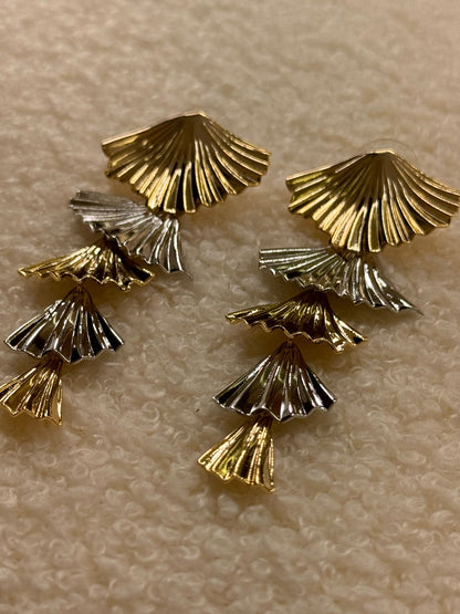 Orecchini ventagli pendenti (mix oro e argento)
