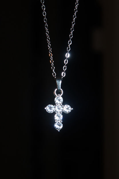 Collana Croce zirconi tondi mini