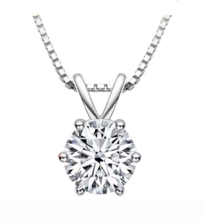 Collana punto luce Round Six Claws in Moissanite