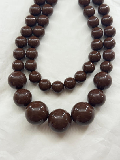 Collana Doppie Perle marrone cioccolato