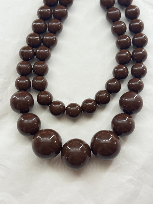 Collana Doppie Perle marrone cioccolato
