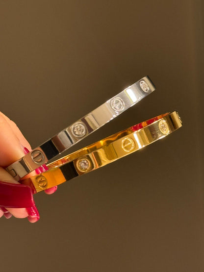 Bracciale manetta brillantini alternati
