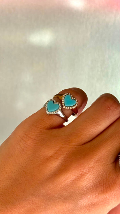 Anello da mignolo Cuore Turchese