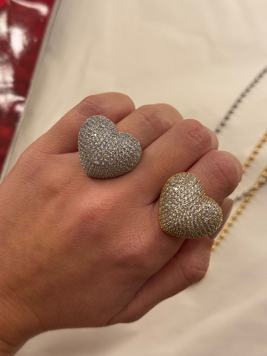 Anello cuore full pavè