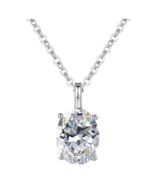 Collana punto luce taglio Ovale in Moissanite