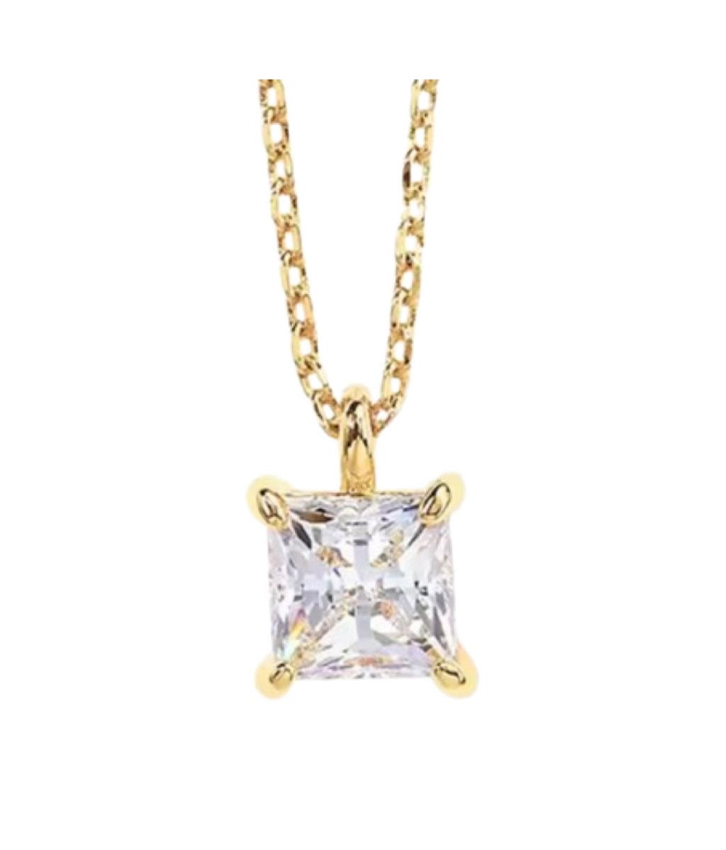 Collana punto luce taglio Principessa in Moissanite