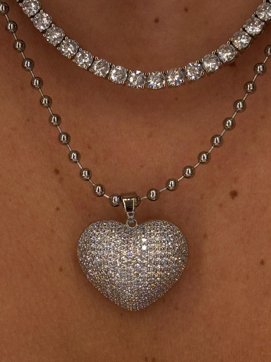 Collana cuore full pavè