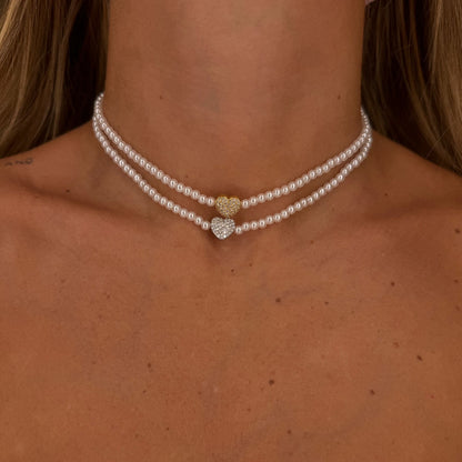 Chocker perle + cuore