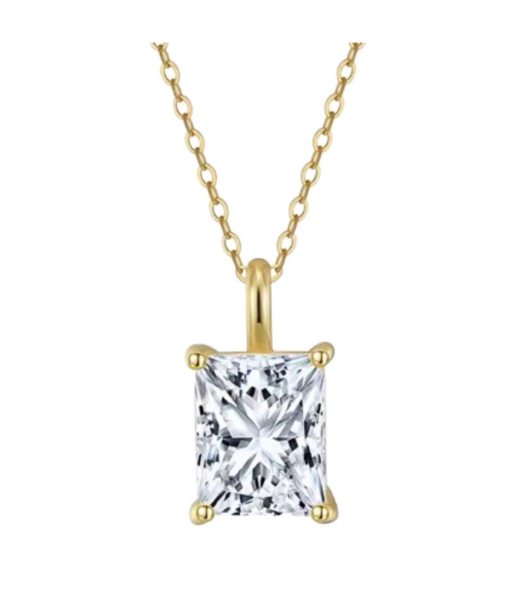Collana punto luce taglio Radiant in Moissanite