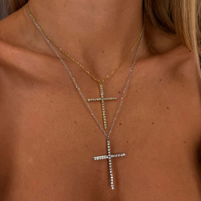 Collana croce grande sottile