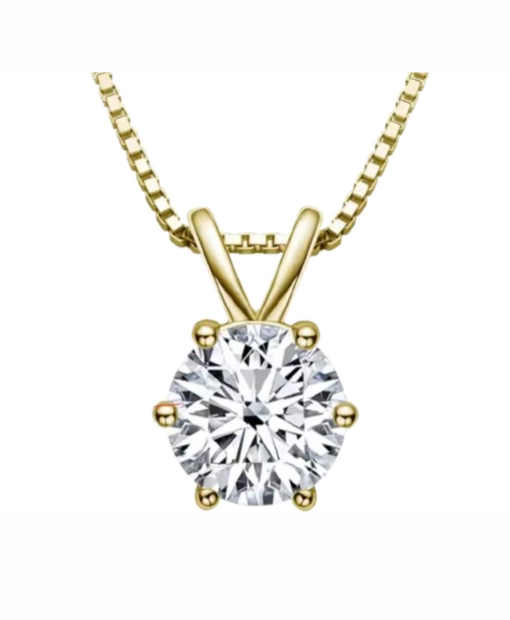 Collana punto luce Round Six Claws in Moissanite