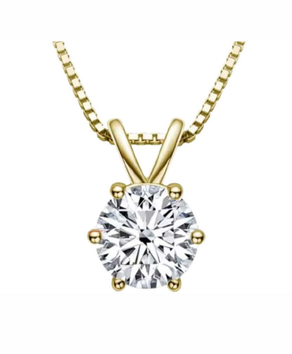 Collana punto luce Round Six Claws in Moissanite
