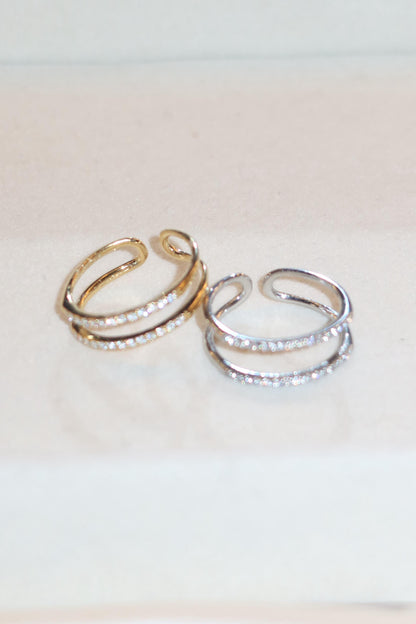 Anello doppia linea brillantini