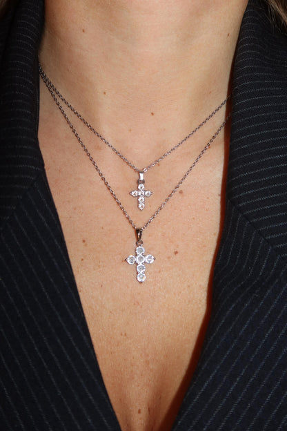 Collana Croce zirconi tondi mini