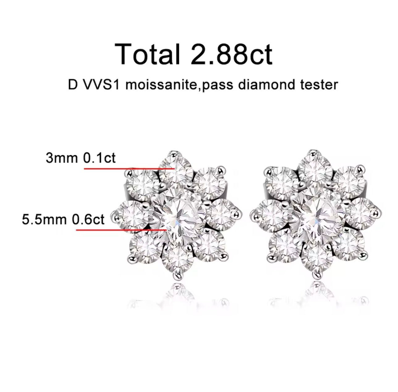 Punti Luce Fiori in Moissanite