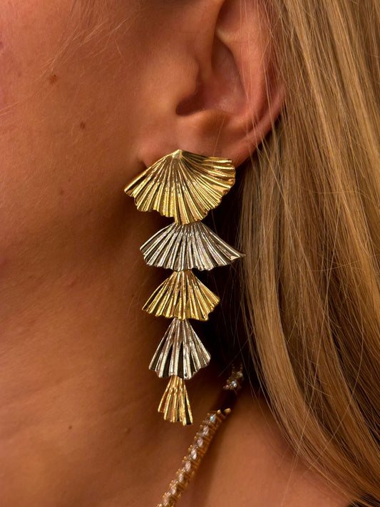 Orecchini ventagli pendenti (mix oro e argento)