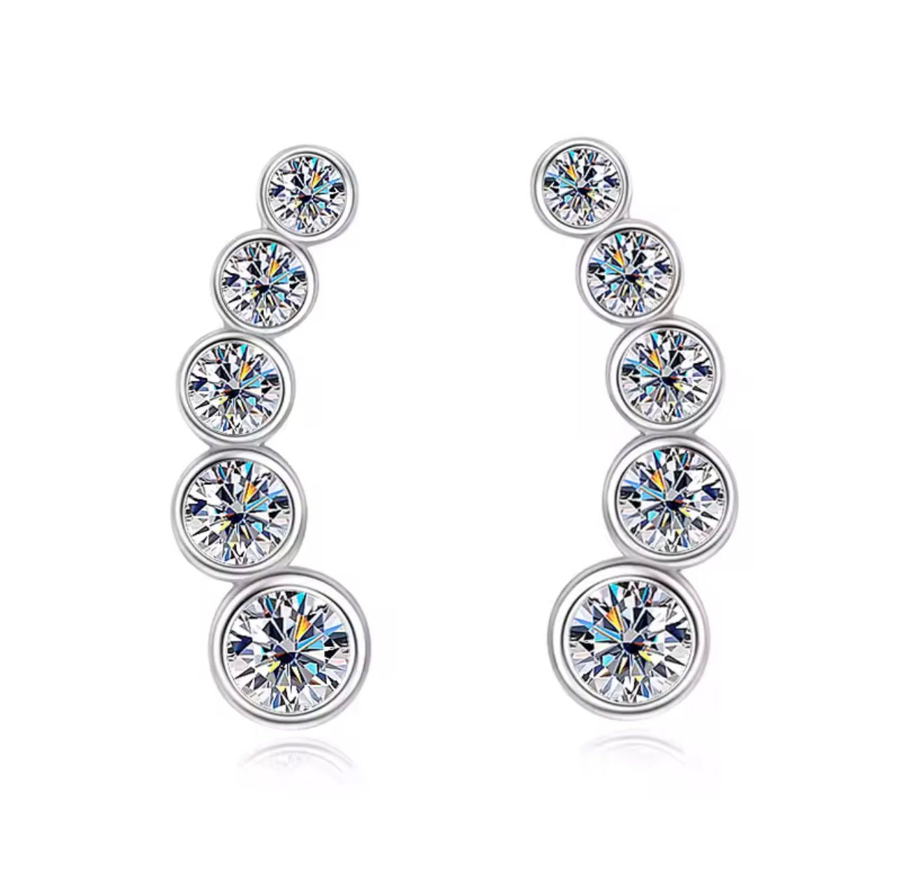 Orecchini scia round in Moissanite