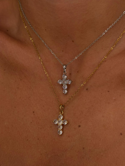 Collana croce zirconi tondi