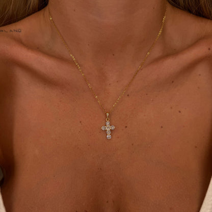 Collana croce zirconi tondi