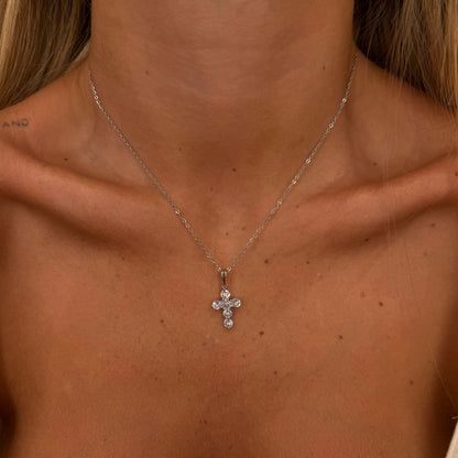 Collana croce zirconi tondi