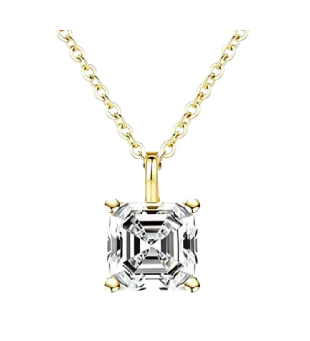 Collana punto luce taglio Asscher in Moissanite