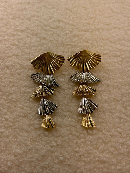 Orecchini ventagli pendenti (mix oro e argento)
