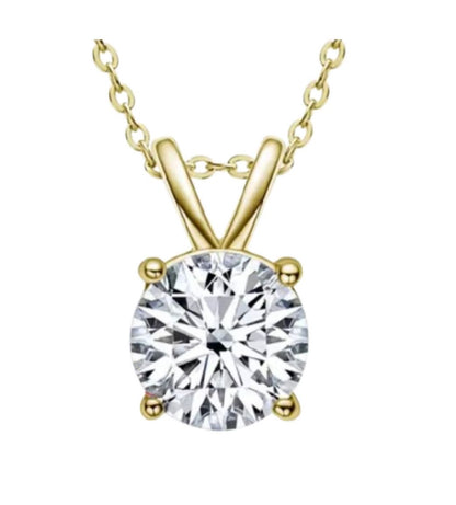 Collana punto luce Round Four Claws in Moissanite