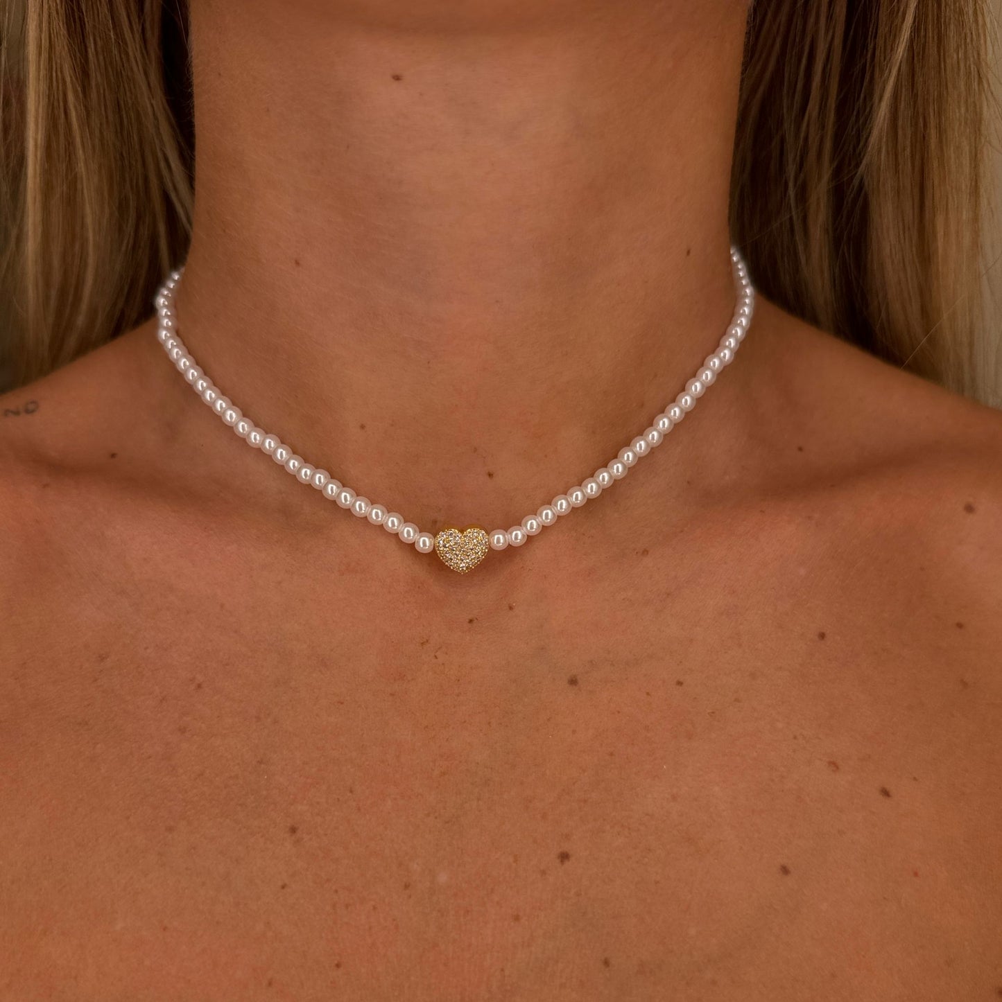 Chocker perle + cuore