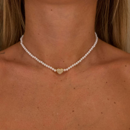 Chocker perle + cuore